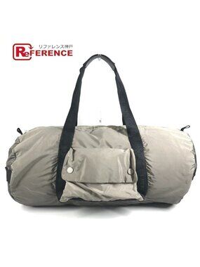 Chanel Boston Bag Logo Nylon Gray
